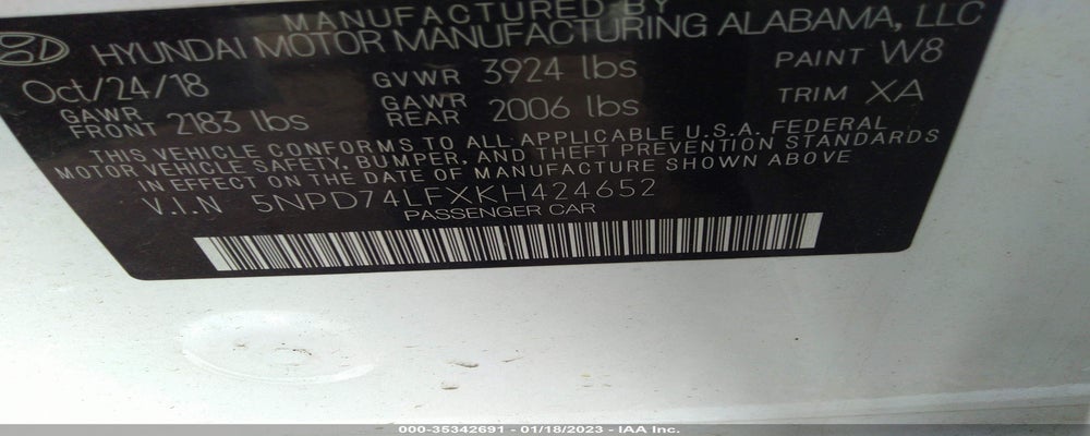 5NPD74LFXKH424652 2019 HYUNDAI ELANTRA photo no. 9