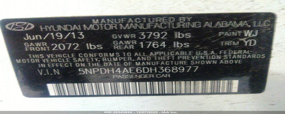 5NPDH4AE6DH368977 2013 HYUNDAI ELANTRA photo no. 9