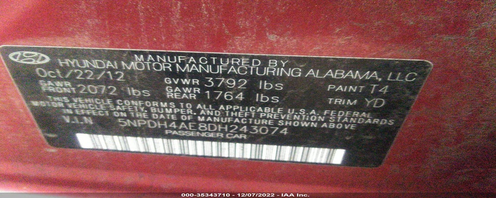 5NPDH4AE8DH243074 2013 HYUNDAI ELANTRA photo no. 9