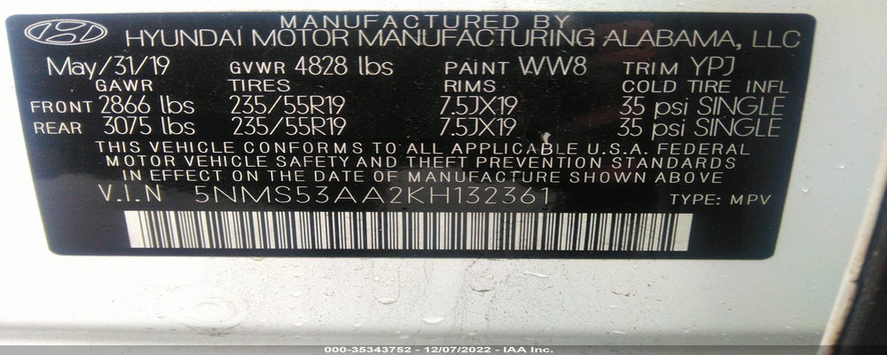 5NMS53AA2KH132361 2019 HYUNDAI SANTA FE photo no. 9