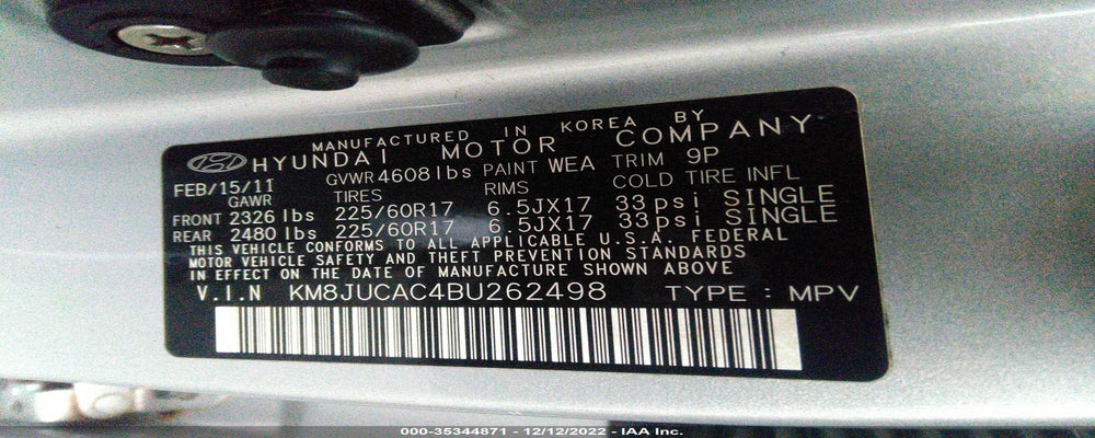KM8JUCAC4BU262498 2011 HYUNDAI TUCSON photo no. 9