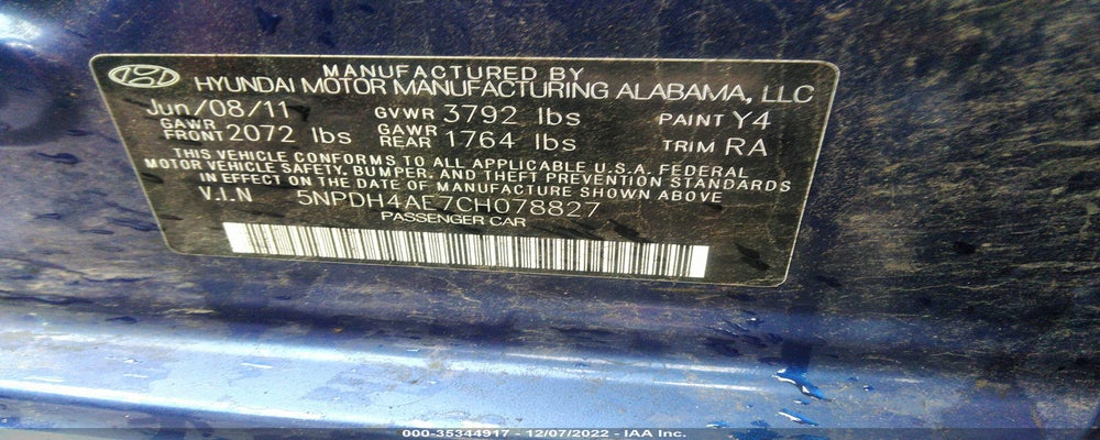 5NPDH4AE7CH078827 2012 HYUNDAI ELANTRA photo no. 9