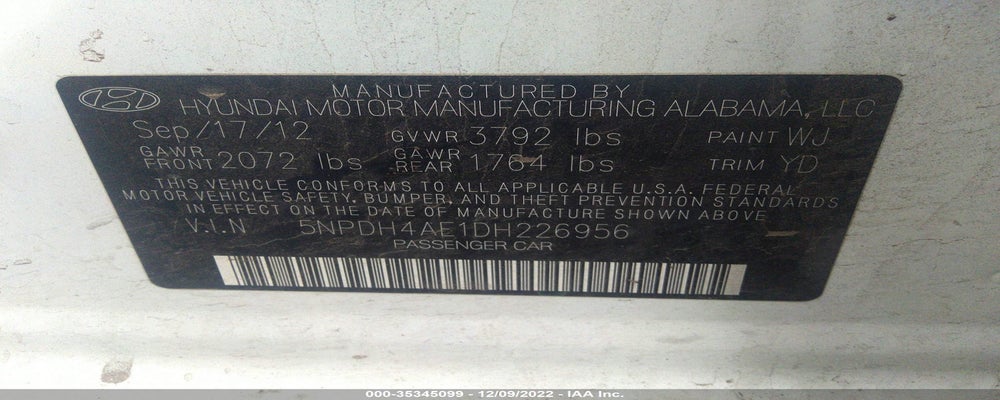 5NPDH4AE1DH226956 2013 HYUNDAI ELANTRA photo no. 9