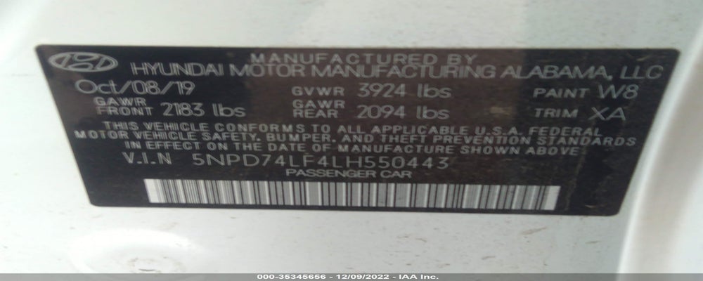 5NPD74LF4LH550443 2020 HYUNDAI ELANTRA photo no. 9