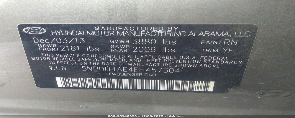 5NPDH4AE4EH457304 2014 HYUNDAI ELANTRA photo no. 9