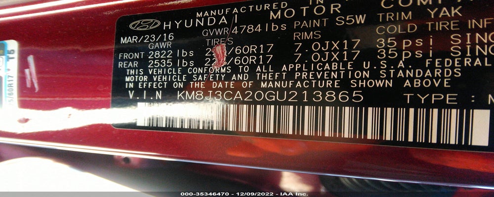 KM8J3CA20GU213865 2016 HYUNDAI TUCSON photo no. 9