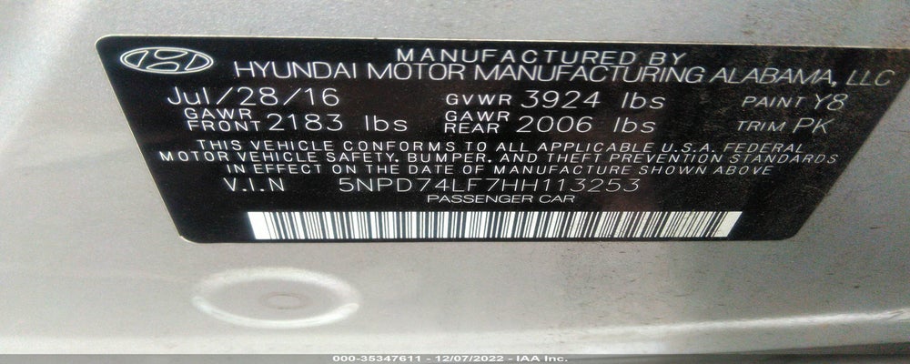 5NPD74LF7HH113253 2017 HYUNDAI ELANTRA photo no. 9