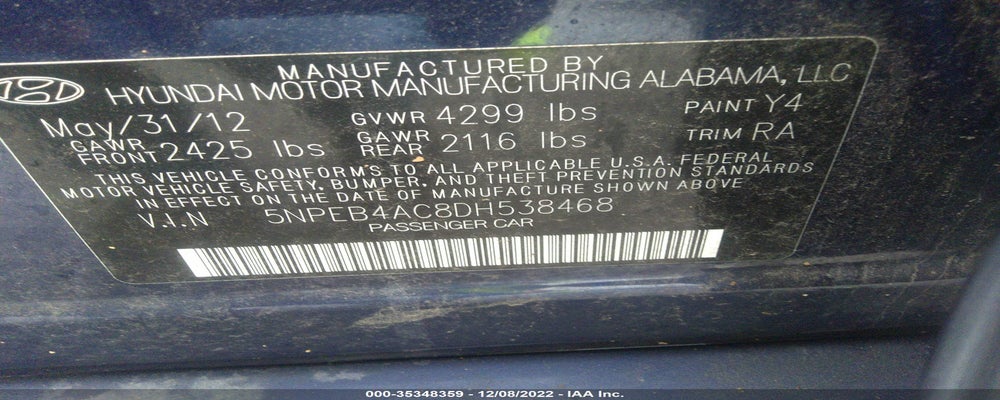 5NPEB4AC8DH538468 2013 HYUNDAI SONATA photo no. 9