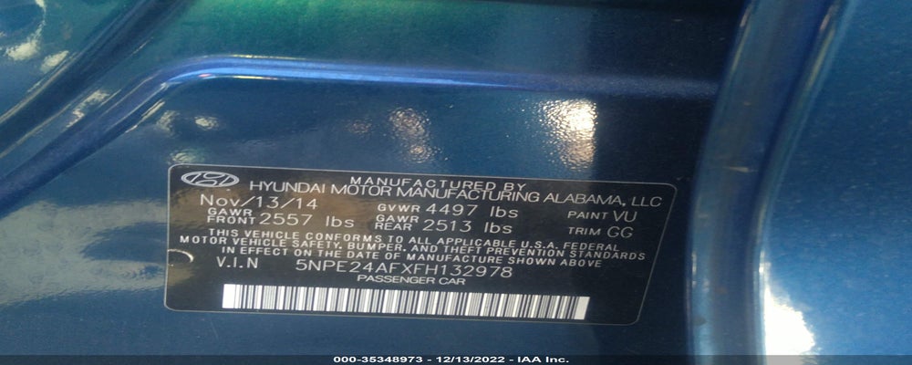 5NPE24AFXFH132978 2015 HYUNDAI SONATA photo no. 9