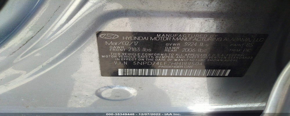 5NPD74LF7HH199504 2017 HYUNDAI ELANTRA photo no. 9