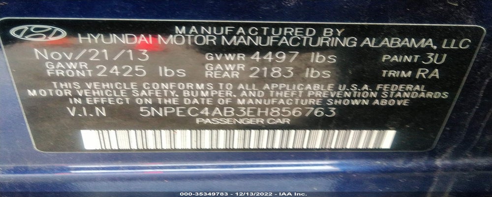 5NPEC4AB3EH856763 2014 HYUNDAI SONATA photo no. 9