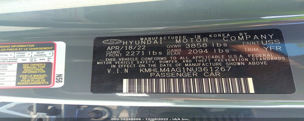 KMHLM4AG1NU361267 2022 HYUNDAI ELANTRA photo no. 9