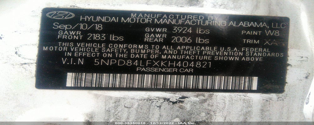 5NPD84LFXKH404821 2019 HYUNDAI ELANTRA photo no. 9