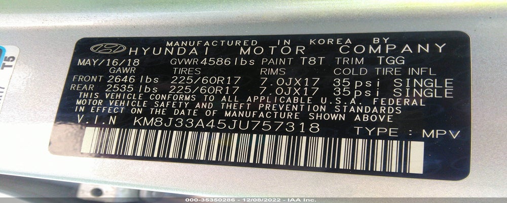 KM8J33A45JU757318 2018 HYUNDAI TUCSON photo no. 9