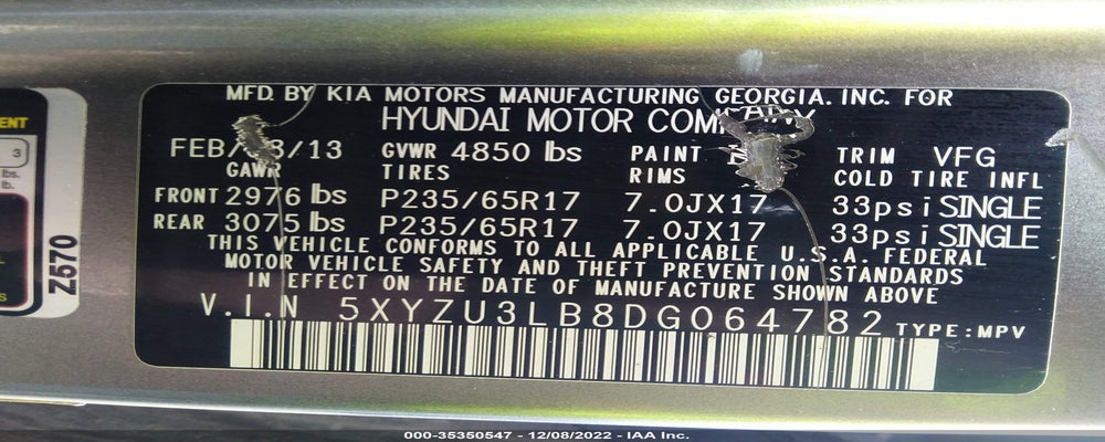 5XYZU3LB8DG064782 2013 HYUNDAI SANTA FE SPORT photo no. 9