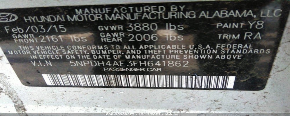 5NPDH4AE3FH641862 2015 HYUNDAI ELANTRA photo no. 9