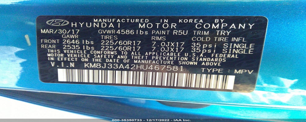 KM8J33A42HU467581 2017 HYUNDAI TUCSON photo no. 9
