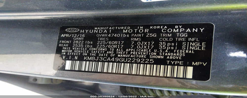 KM8J3CA49GU229225 2016 HYUNDAI TUCSON photo no. 9