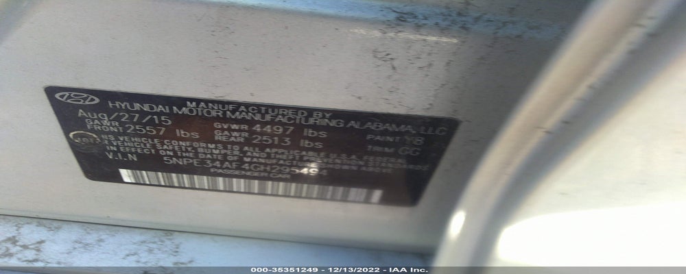 5NPE34AF4GH295494 2016 HYUNDAI SONATA photo no. 9