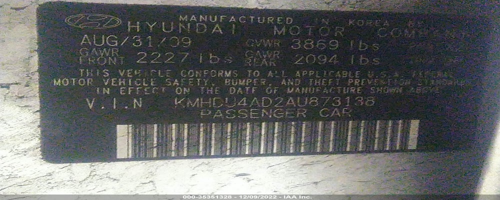 KMHDU4AD2AU873138 2010 HYUNDAI ELANTRA photo no. 9