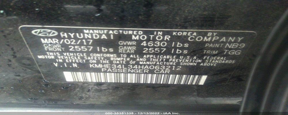 KMHE34L34HA063212 2017 HYUNDAI SONATA HYBRID photo no. 9