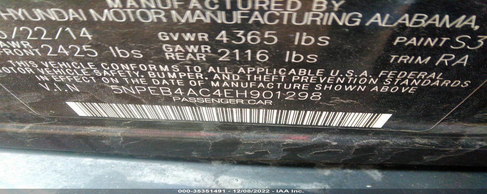 5NPEB4AC4EH901298 2014 HYUNDAI SONATA photo no. 9