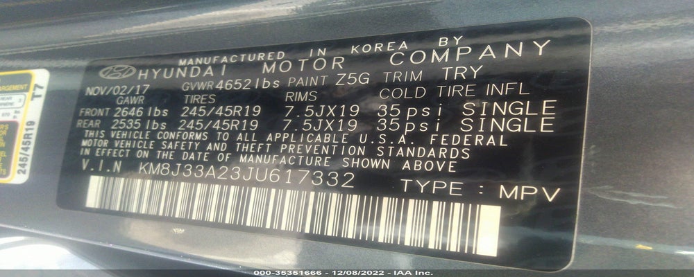KM8J33A23JU617332 2018 HYUNDAI TUCSON photo no. 9
