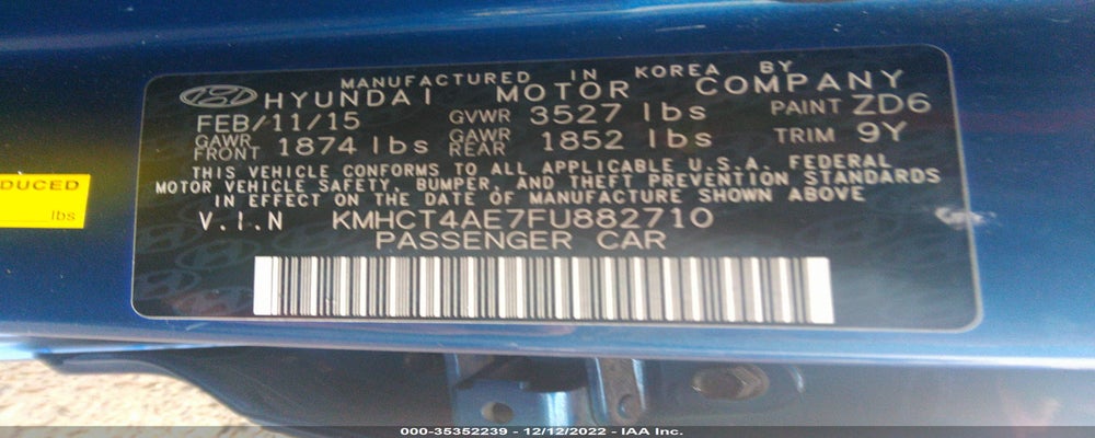 KMHCT4AE7FU882710 2015 HYUNDAI ACCENT photo no. 9