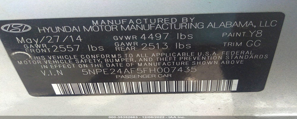5NPE24AF5FH007435 2015 HYUNDAI SONATA photo no. 9