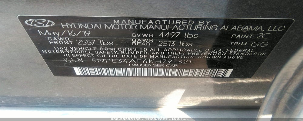 5NPE34AF6KH797321 2019 HYUNDAI SONATA photo no. 9