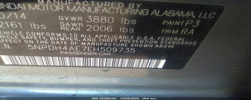 5NPDH4AE7EH509735 2014 HYUNDAI ELANTRA photo no. 9
