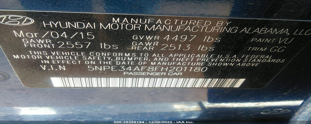 5NPE34AF8FH201180 2015 HYUNDAI SONATA photo no. 9