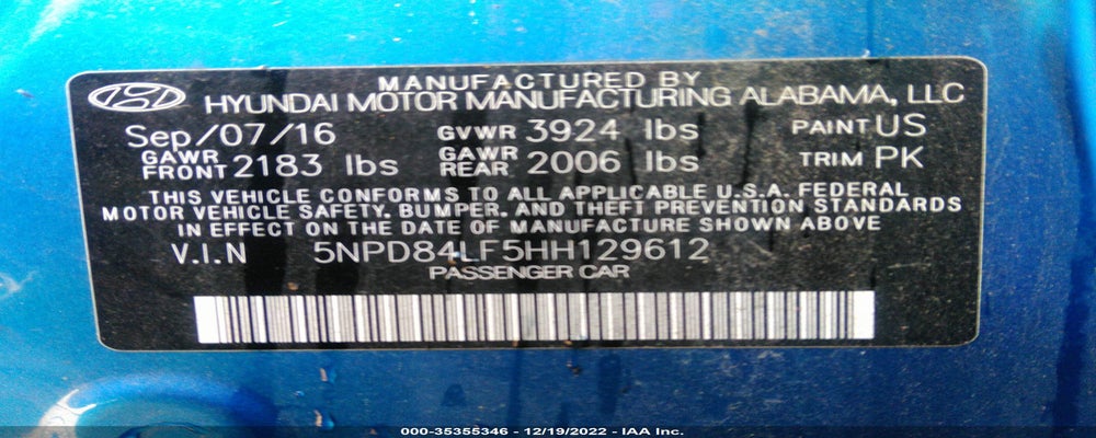 5NPD84LF5HH129612 2017 HYUNDAI ELANTRA photo no. 9