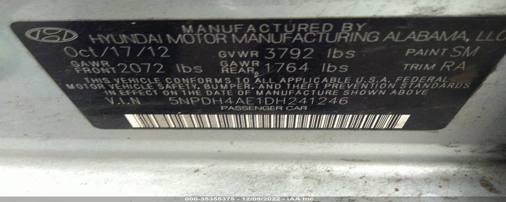5NPDH4AE1DH241246 2013 HYUNDAI ELANTRA photo no. 9