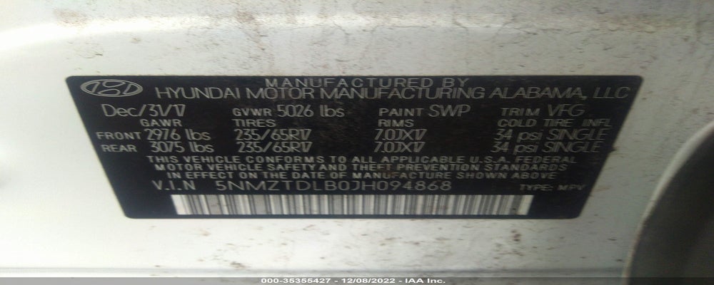 5NMZTDLB0JH094868 2018 HYUNDAI SANTA FE SPORT photo no. 9