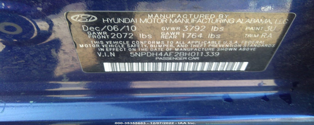 5NPDH4AE2BH011339 2011 HYUNDAI ELANTRA photo no. 9
