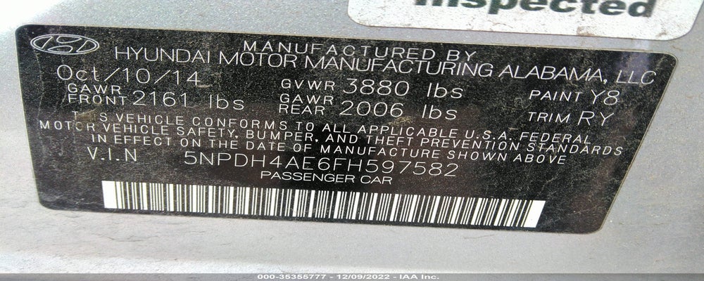5NPDH4AE6FH597582 2015 HYUNDAI ELANTRA photo no. 9