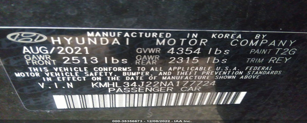 KMHL34J22NA177724 2022 HYUNDAI SONATA photo no. 9