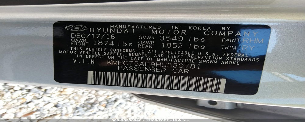 KMHCT5AE9HU330781 2017 HYUNDAI ACCENT photo no. 9