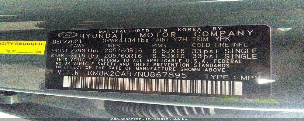 KM8K2CAB7NU867895 2022 HYUNDAI KONA photo no. 9
