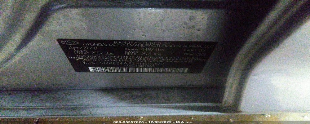 5NPE24AF3HH595872 2017 HYUNDAI SONATA photo no. 9