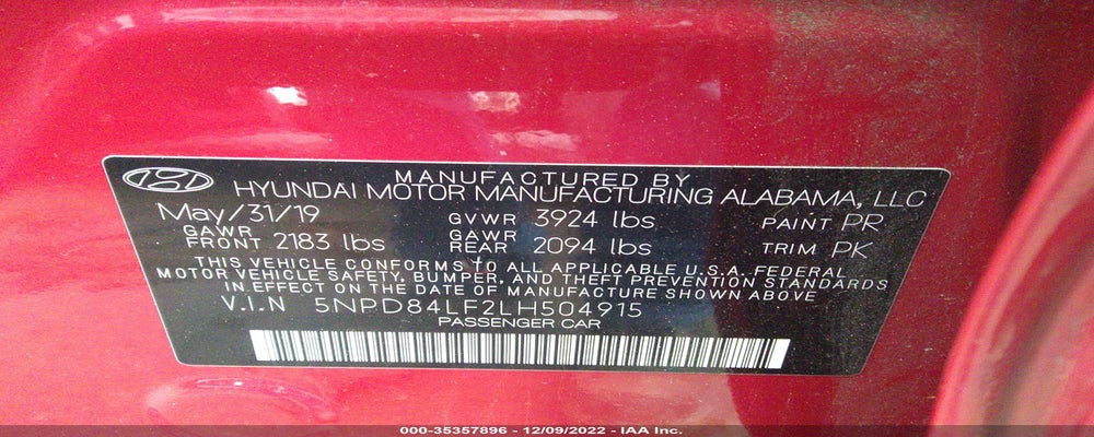 5NPD84LF2LH504915 2020 HYUNDAI ELANTRA photo no. 9