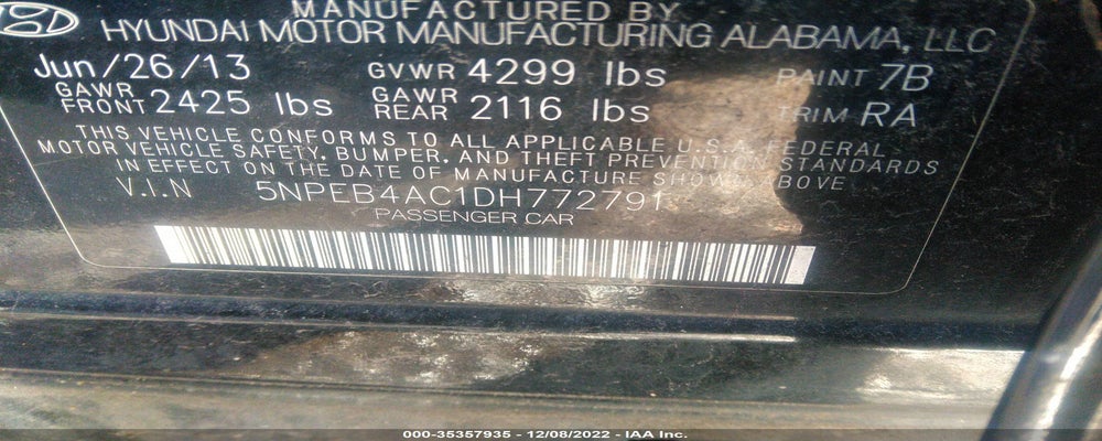 5NPEB4AC1DH772791 2013 HYUNDAI SONATA photo no. 9