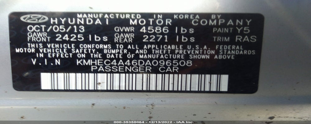 KMHEC4A46DA096508 2013 HYUNDAI SONATA HYBRID photo no. 9