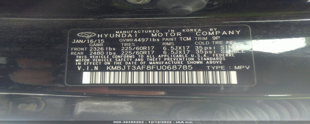 KM8JT3AF8FU068785 2015 HYUNDAI TUCSON photo no. 9