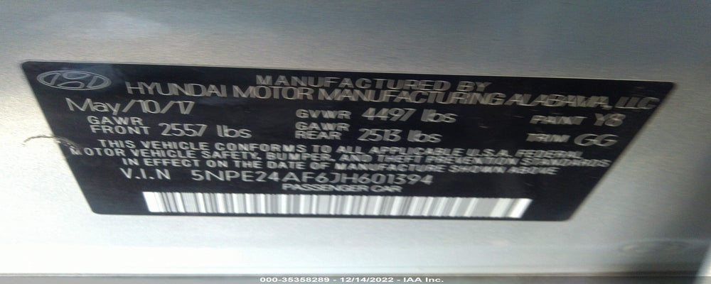 5NPE24AF6JH601394 2018 HYUNDAI SONATA photo no. 9