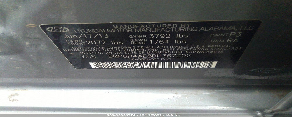 5NPDH4AE8DH367202 2013 HYUNDAI ELANTRA photo no. 9