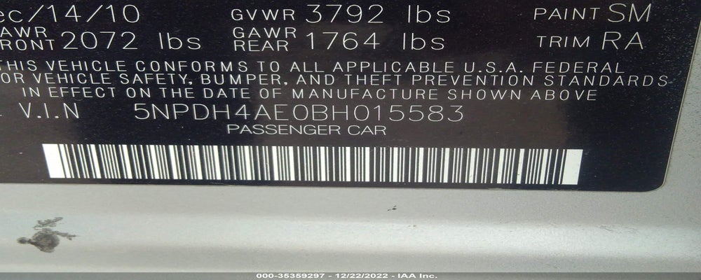 5NPDH4AE0BH015583 2011 HYUNDAI ELANTRA photo no. 9