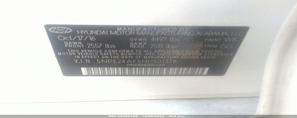 5NPE24AF5HH501328 2017 HYUNDAI SONATA photo no. 9