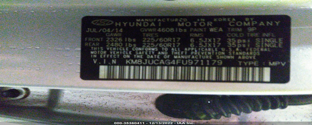 KM8JUCAG4FU971179 2015 HYUNDAI TUCSON photo no. 9